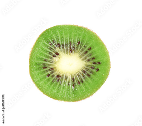 Half of fresh kiwi isolated on white, top view