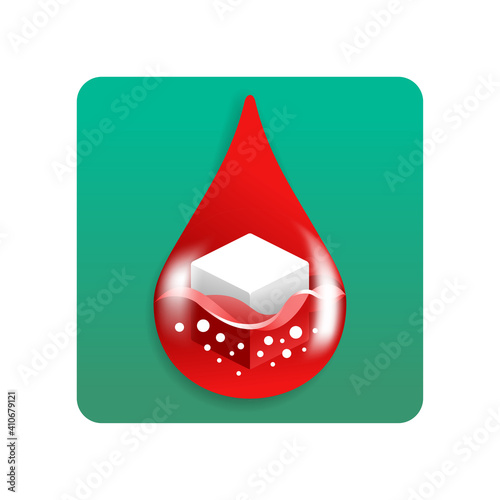 Diabetes square icon - sugar and blood drop