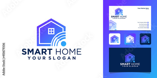 smart home, home logo and wifi combination logo design and name card