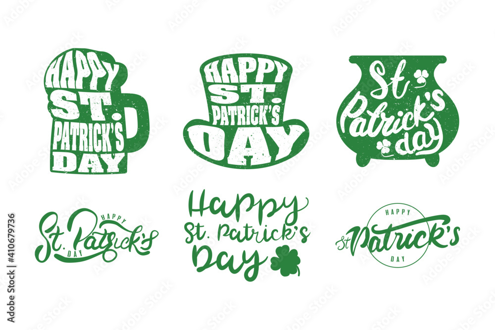 bundle of six happy saint patricks day letterings bundle of six happy saint patricks day letterings