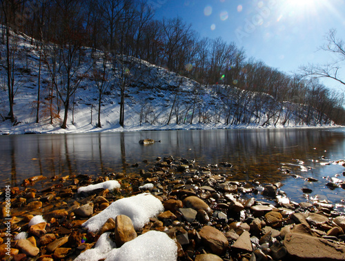 Canvas-taulu Highbanks Metro Park, River Bluff Area, in Winter, Columbus, Ohio