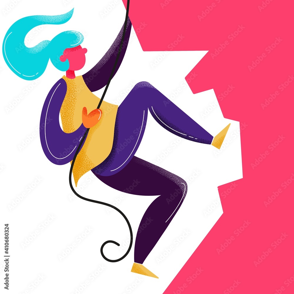 woman climbing on the mountain flat design woman climbing on the mountain flat design