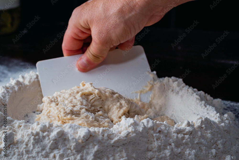 active fresh yeast in mountain of white flour with black background cordoba argentina active fresh yeast in mountain of white flour with black background cordoba argentina