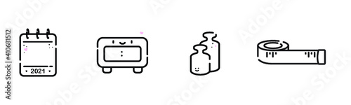 Symbole für Babykarte, Darstellung der Geburtsdaten: Kalender für Geburtsdatum, Digitaler Wecker für Uhrzeit, zwei Gewichte für Geburtsgewicht und Maßband für die Größe, Platz für eigene Angaben