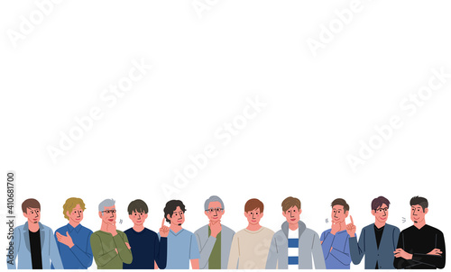 いろいろな世代の男性　イラスト　バナー