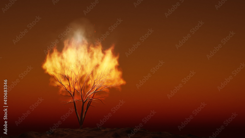 the burning bush religious symbol with space for your content