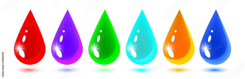 Multicolored drops with highlights and shadows on a white isolated background. EPS10 Multicolored drops with highlights and shadows on a white isolated background. EPS10