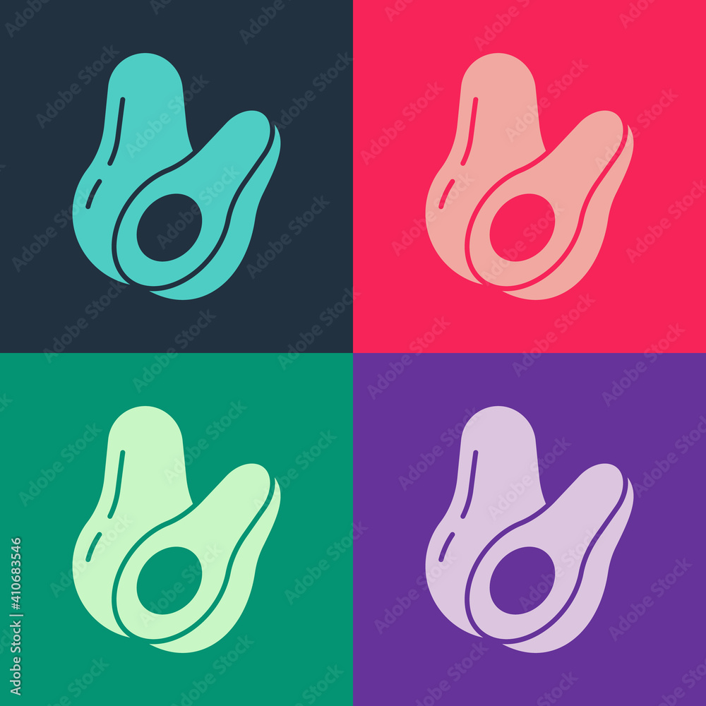 Pop art Avocado fruit icon isolated on color background. Vector. Pop art Avocado fruit icon isolated on color background. Vector.