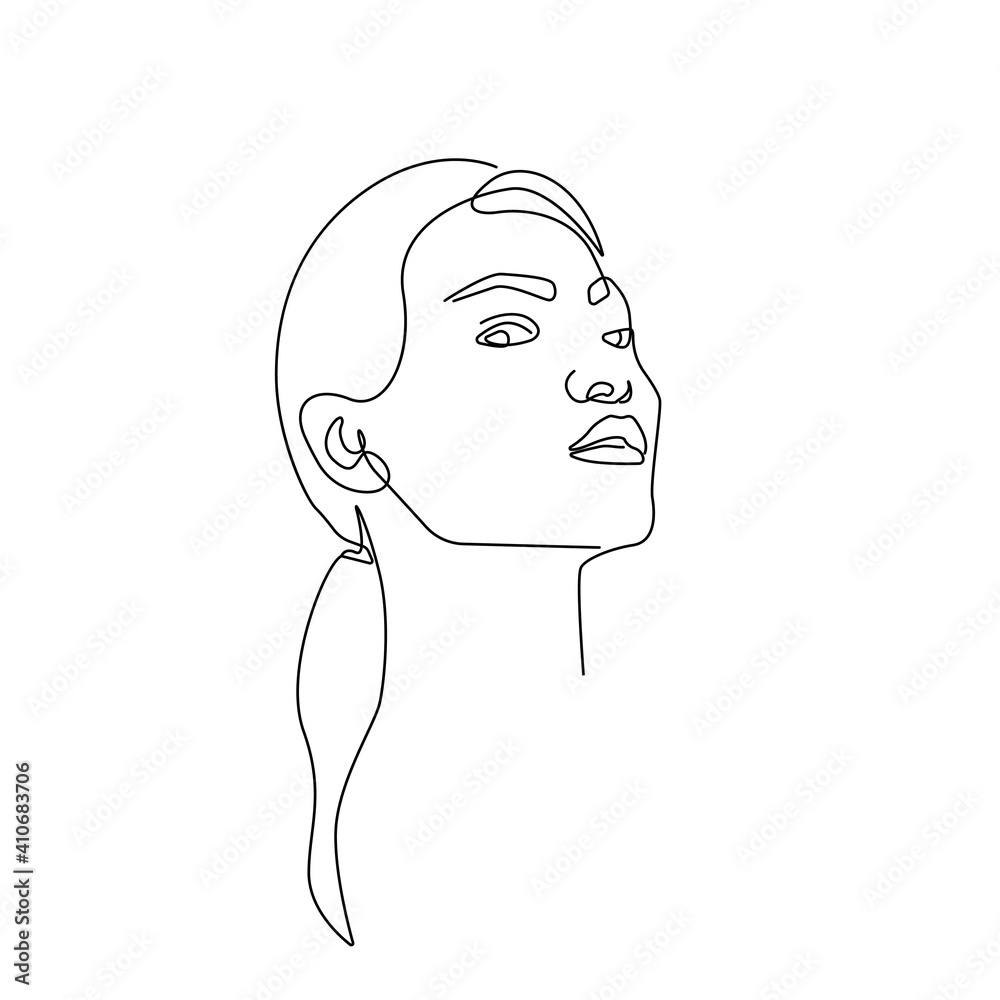 Continuous Line Drawing of Abstract Woman Face, Fashion Minimalist Concept, Woman Beauty Drawing, Vector Illustration. Good for Prints, T-shirt, Banners, Slogan Design Modern Graphics Style Continuous Line Drawing of Abstract Woman Face, Fashion Minimalist Concept, Woman Beauty Drawing, Vector Illustration. Good for Prints, T-shirt, Banners, Slogan Design Modern Graphics Style