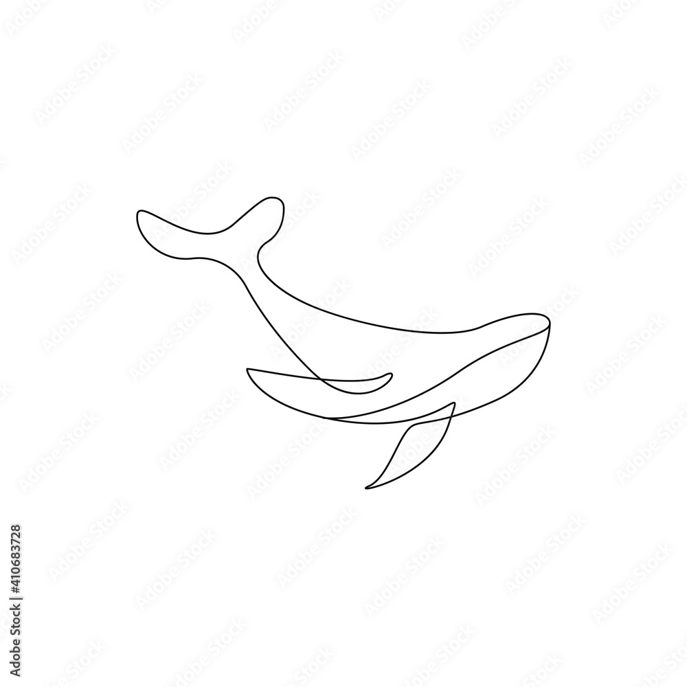 Continuous One Line Drawing of Whale. Sea Whale One Line Drawing. Minimalist Contour Sea Animal Illustration. Vector EPS 10. Continuous One Line Drawing of Whale. Sea Whale One Line Drawing. Minimalist Contour Sea Animal Illustration. Vector EPS 10.