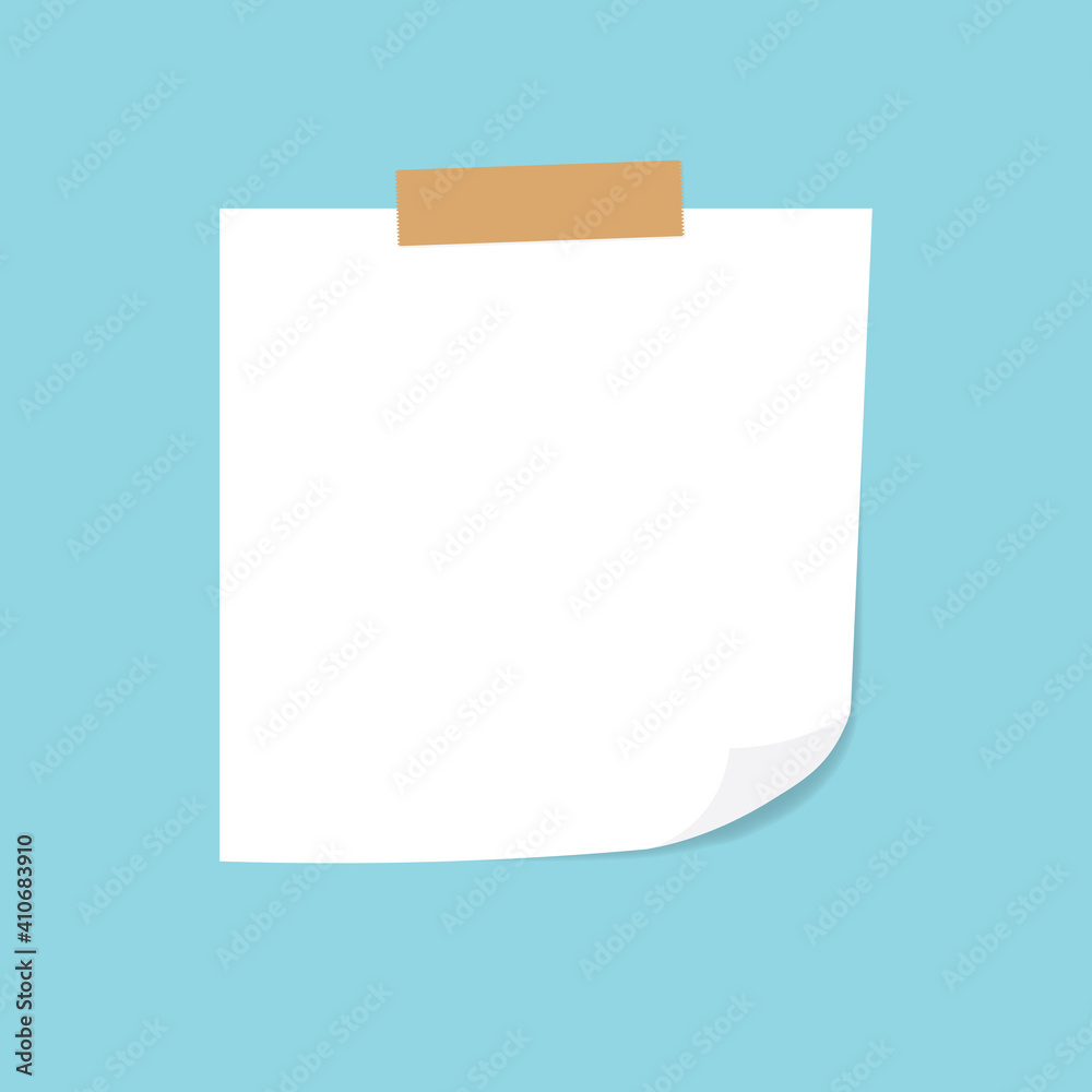 white paper reminder with tape - vector illustration white paper reminder with tape - vector illustration