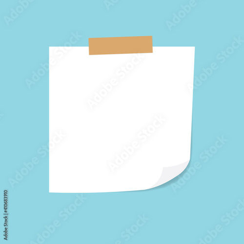 white paper reminder with tape - vector illustration