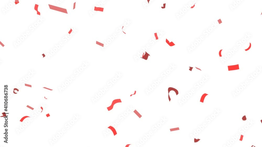 Red confetti on white background.
Loop able abstract animation for background.
