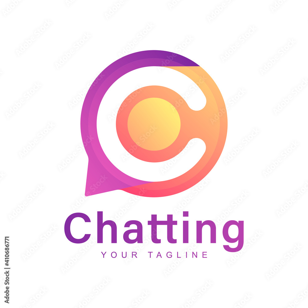 Letter C logo in chat bubbles. Modern chatting logo concept Letter C logo in chat bubbles. Modern chatting logo concept