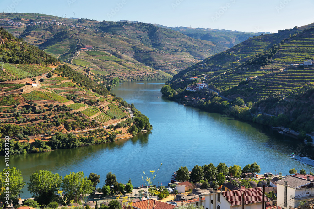 Amazing views of Douro vineyards and river from Casal de Loivos viewpoint, Portugal