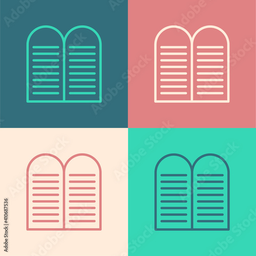 Pop art line The commandments icon isolated on color background. Gods law concept. Vector.