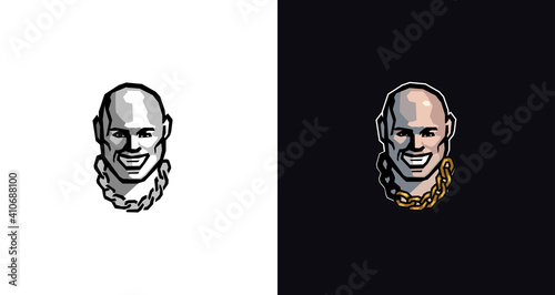 Bold man male face logo design, vintage boxer fight design logo template