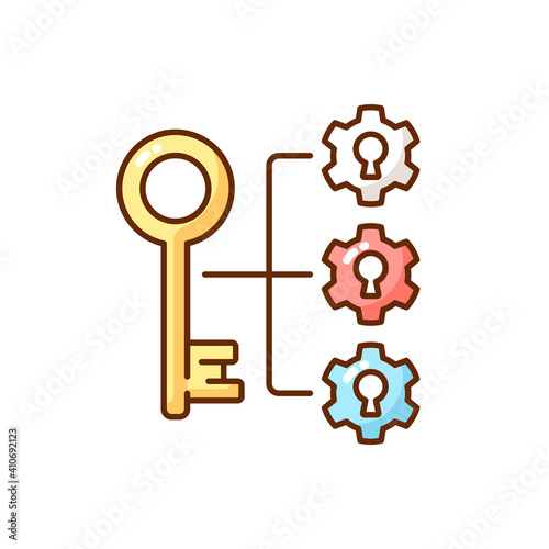Breaking down problems RGB color icon. Creativity development. Creative way of problem solution. Keys to brilliant ideas. Critical thinking high skill. Isolated vector illustration