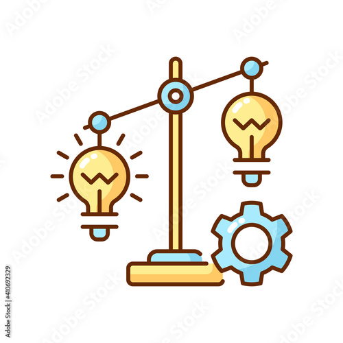 Idea prioritization RGB color icon. Creative thinking idea. Choosing the right goals. Creativity development. Priority optimization. Critical thinking skills. Isolated vector illustration