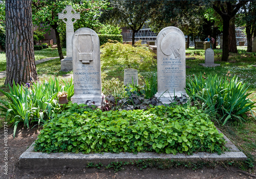 Canvas Print Grave of English Romantic poet John Keats and his friend Joseph Severn, in the P