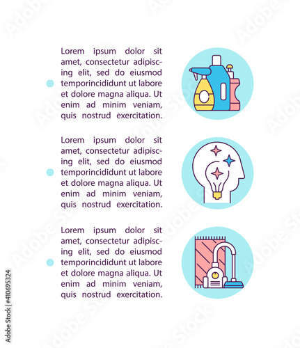 Household chemicals user ideas concept icon with text. Production improvement PPT page vector template. Lots of smart thoughts. Brochure, magazine, booklet design element with linear illustrations