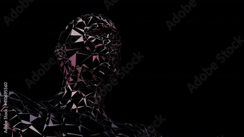 Digitalization Concept: Visualization of the Process of Drawing a Human by Neural Network. Artificial Intelligence, Analyzes and Creates a Human Model from Polygons All at Once. Alpha Only in 4k .mov
