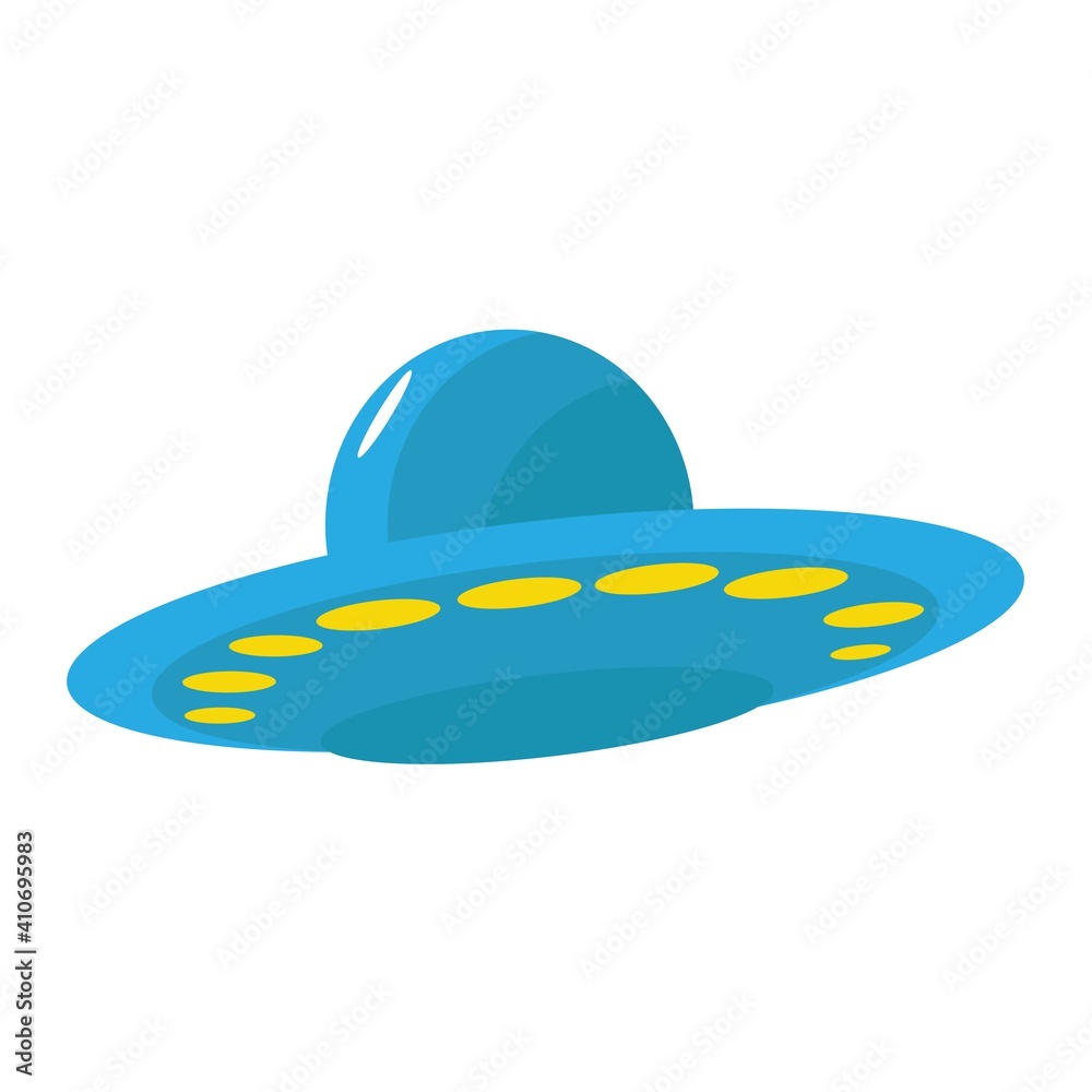 Fototapeta premium Blue UFO spaceship vector illustration on a white background