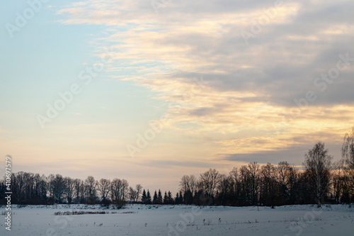 sunset in winter with dramatic clouds © Neils