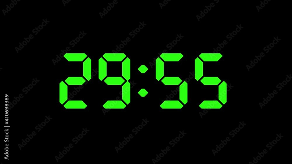 4k Countdown 30 Minutes. Green dial.
