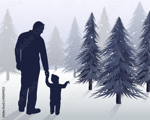 A father & son pick out a Christmas tree together for the first time
