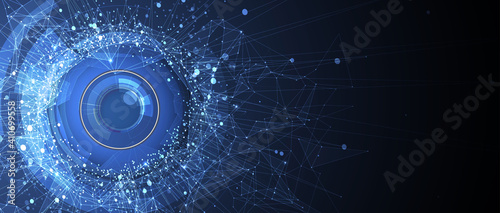 Quantum processing. Deep learning artificial intelligence. Future new technology  for business or science presentation
