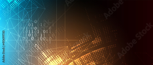 Quantum processing. Deep learning artificial intelligence. Future new technology  for business or science presentation