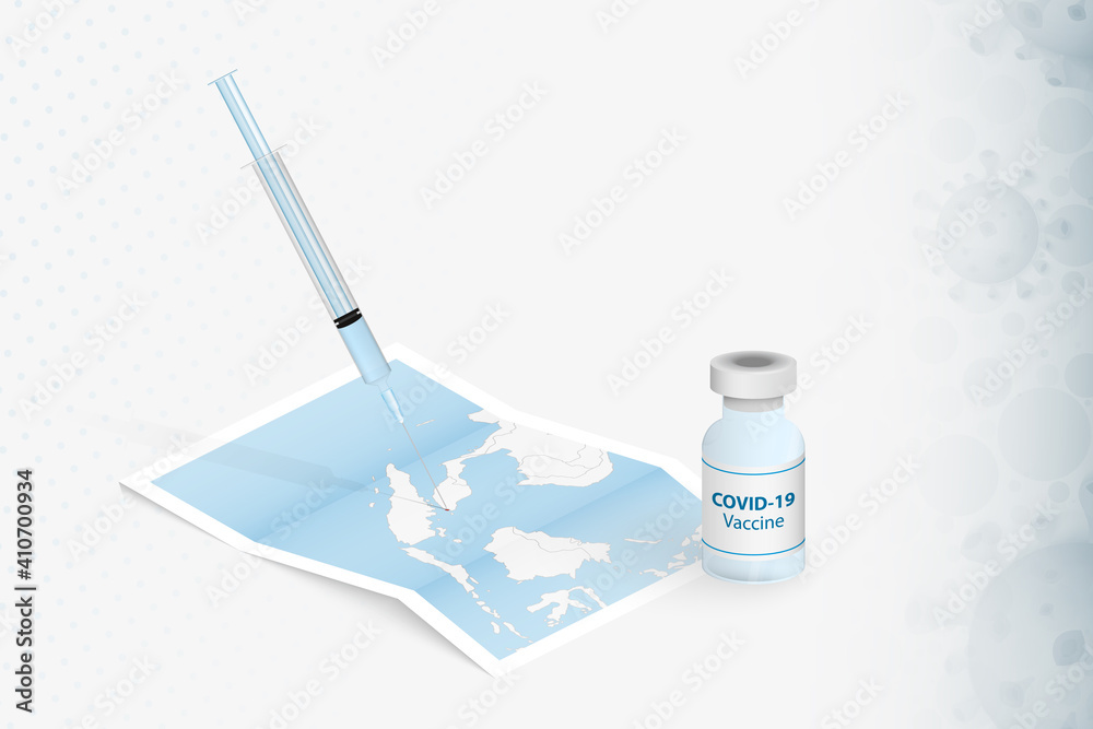 Singapore Vaccination, Injection with COVID-19 vaccine in Map of Singapore. Singapore Vaccination, Injection with COVID-19 vaccine in Map of Singapore.