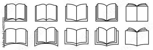 Book icon. Opened book line icon set.Simple book symbol.Book design. Vector illustration.Book icon. Opened book line icon set.Simple book symbol.Book design. Vector illustration.