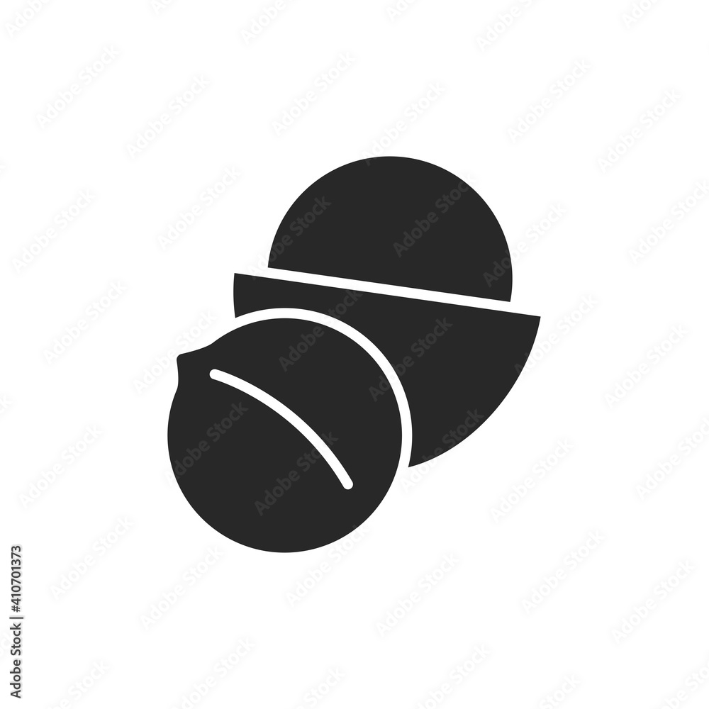 Nazel nut black glyph icon. Isolated vector element. Outline pictogram for web page, mobile app, promo. Nazel nut black glyph icon. Isolated vector element. Outline pictogram for web page, mobile app, promo.