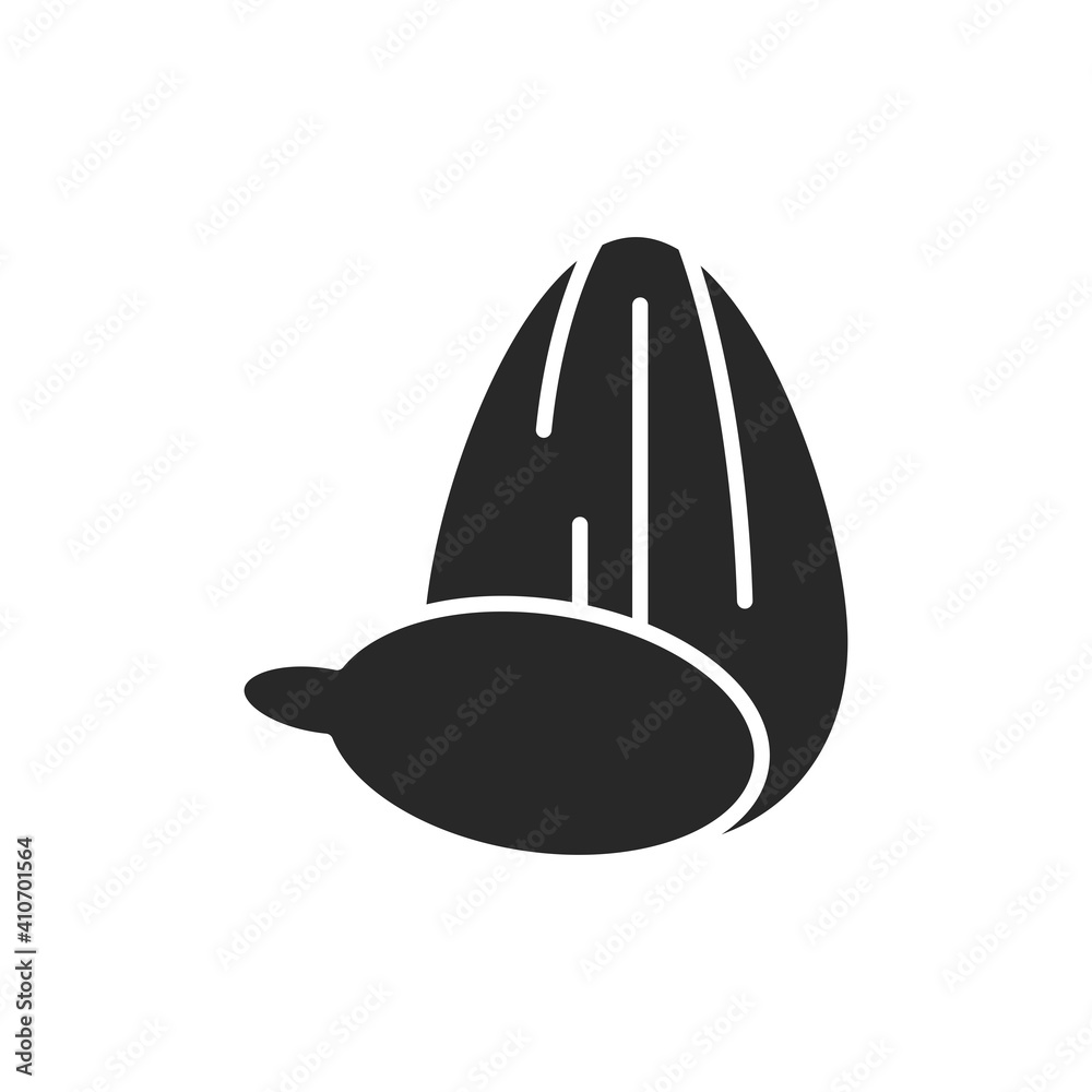 Sunflower seeds black glyph icon. Isolated vector element. Outline pictogram for web page, mobile app, promo. Sunflower seeds black glyph icon. Isolated vector element. Outline pictogram for web page, mobile app, promo.