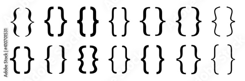 Brackets icons set. Curly brackets icons, typography. Vector illustration.