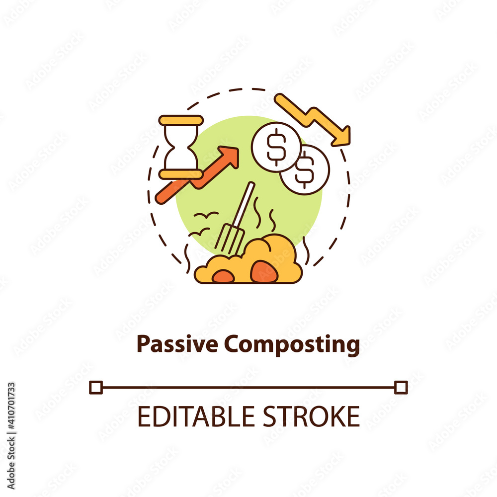 Fototapeta premium Passive composting concept icon. Composting method idea thin line illustration. Piling up organic material. Controlled decomposition. Vector isolated outline RGB color drawing. Editable stroke