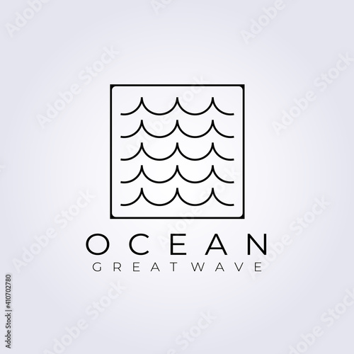 ocean wave logo vector illustration design, great and small wave