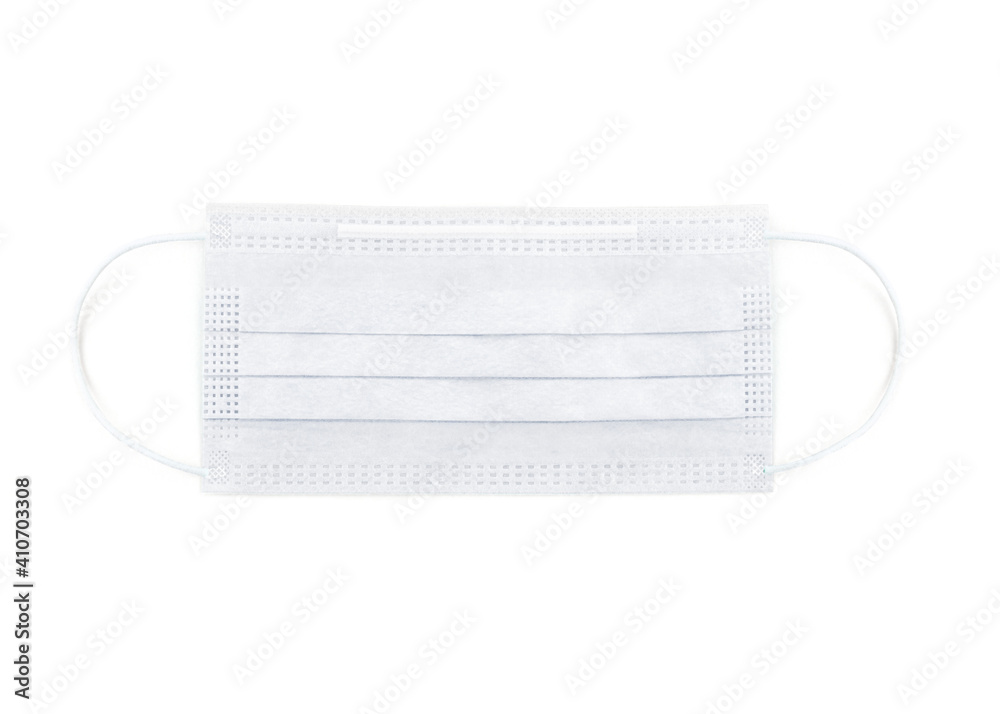 White protective face mask. Disposable medical face mask isolated on white background closeup. Covid-19, pollution, corona virus and flu protection concept. Professional surgical equipment. White protective face mask. Disposable medical face mask isolated on white background closeup. Covid-19, pollution, corona virus and flu protection concept. Professional surgical equipment.