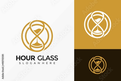Gold Circle Hour Glass Logo Design, Creative modern Logos Designs Vector Illustration Template