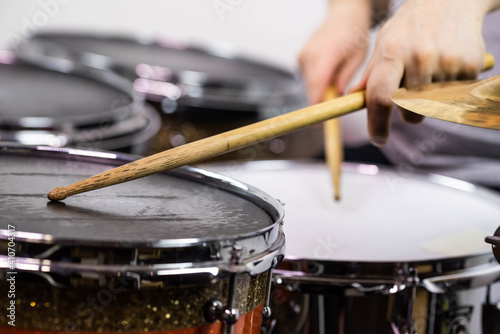 Valokuvatapetti Professional drum set closeup
