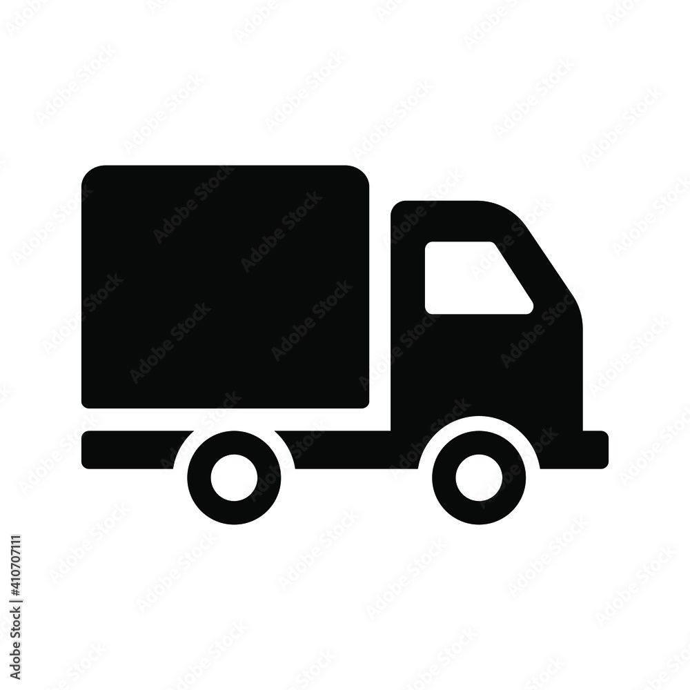 Black delivery truck icon vector isolated on white background