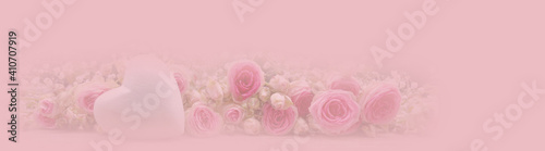 Floral banner with roses an...