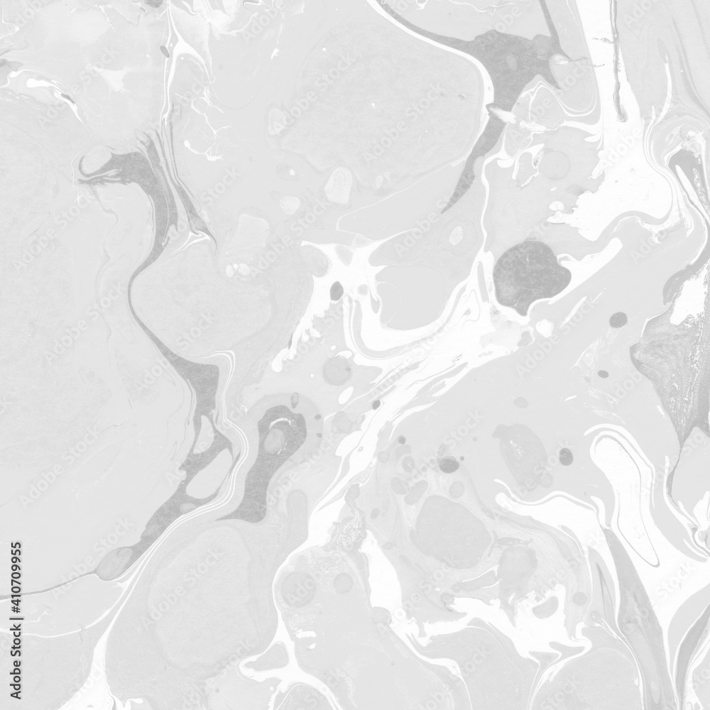 Fototapeta premium White marble ink texture on watercolor paper background. Marble gray stone image. Bath bomb effect. Psychedelic biomorphic art.