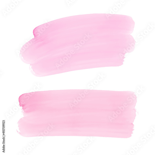 Pink watercolor brush stroke for text background, graphic print or logo design isolated on white background vector illustration.