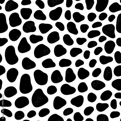 Modern abstract monochrome seamless pattern with black abstract elements isolated on white background.