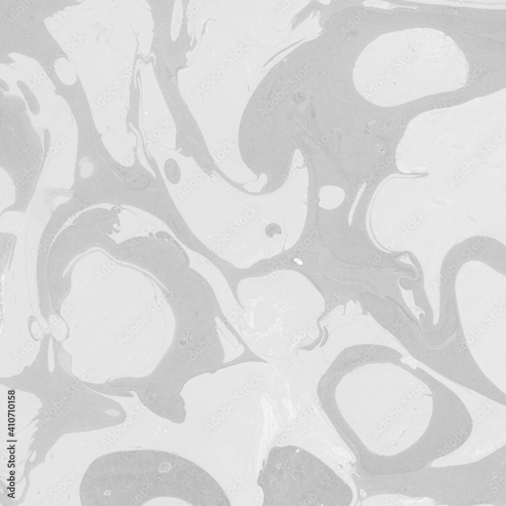 White marble ink texture on watercolor paper background. Marble gray stone image. Bath bomb effect. Psychedelic biomorphic art.
