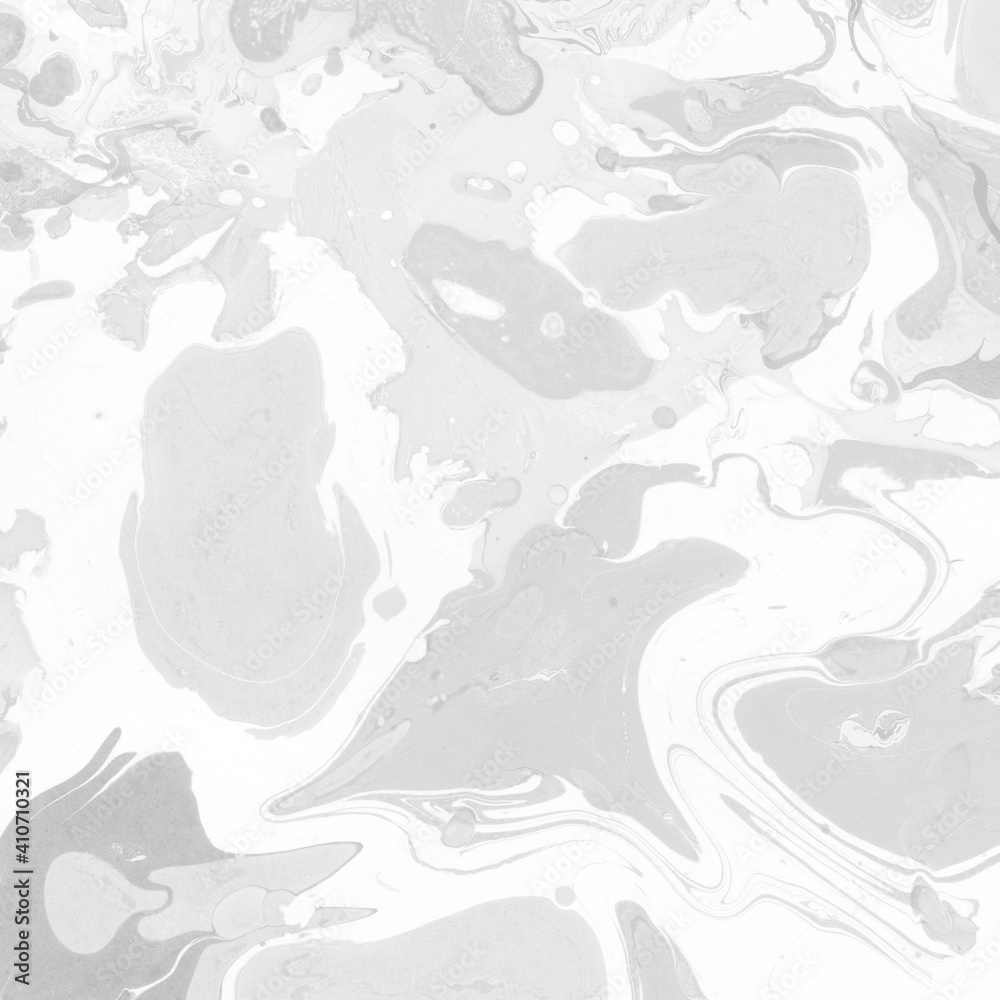 Fototapeta premium White marble ink texture on watercolor paper background. Marble gray stone image. Bath bomb effect. Psychedelic biomorphic art.