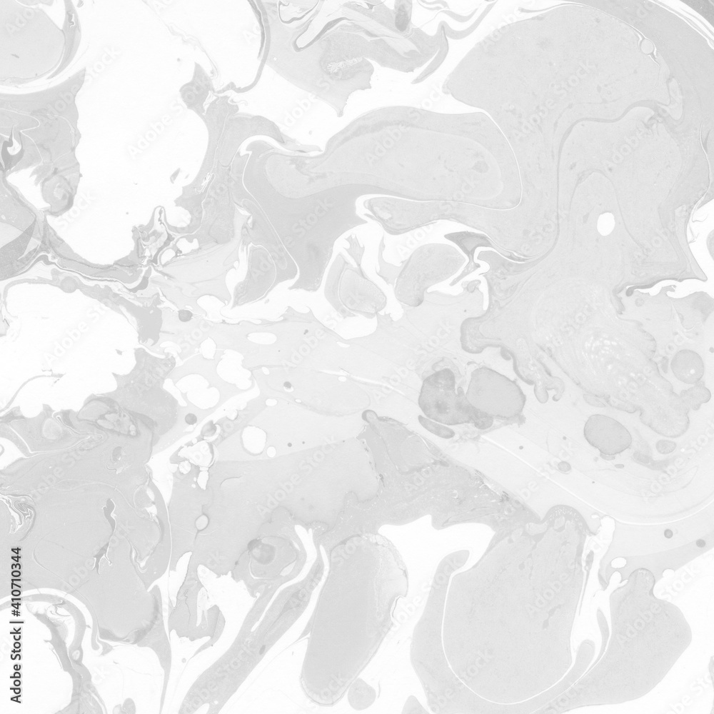 Fototapeta premium White marble ink texture on watercolor paper background. Marble gray stone image. Bath bomb effect. Psychedelic biomorphic art.